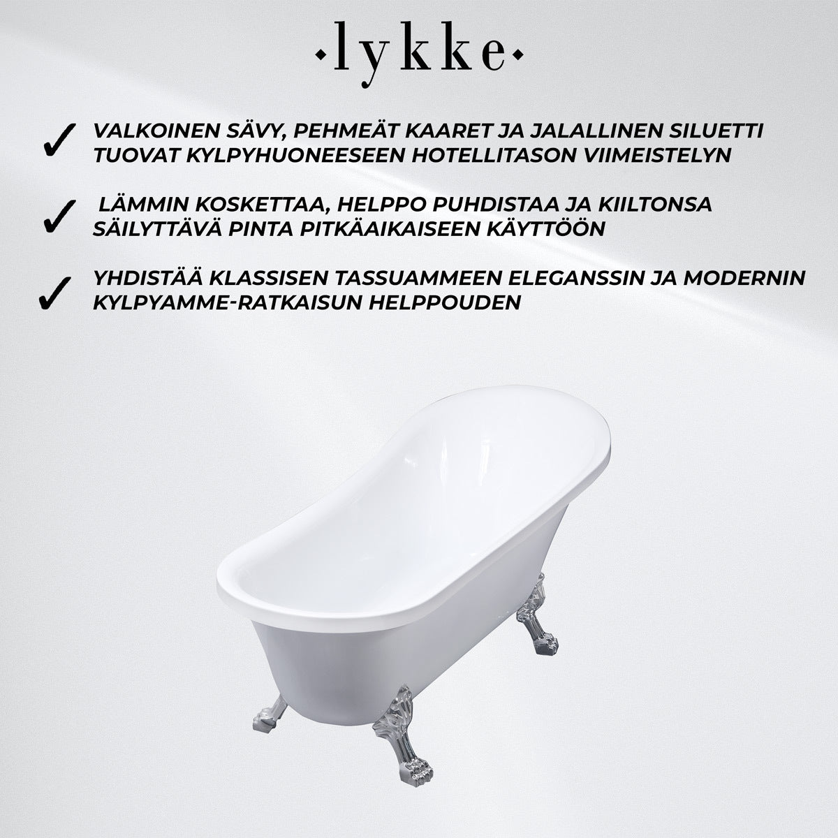 
              Lykke Tassuamme Nordic Deluxe 1500x750x710mm, valkoinen