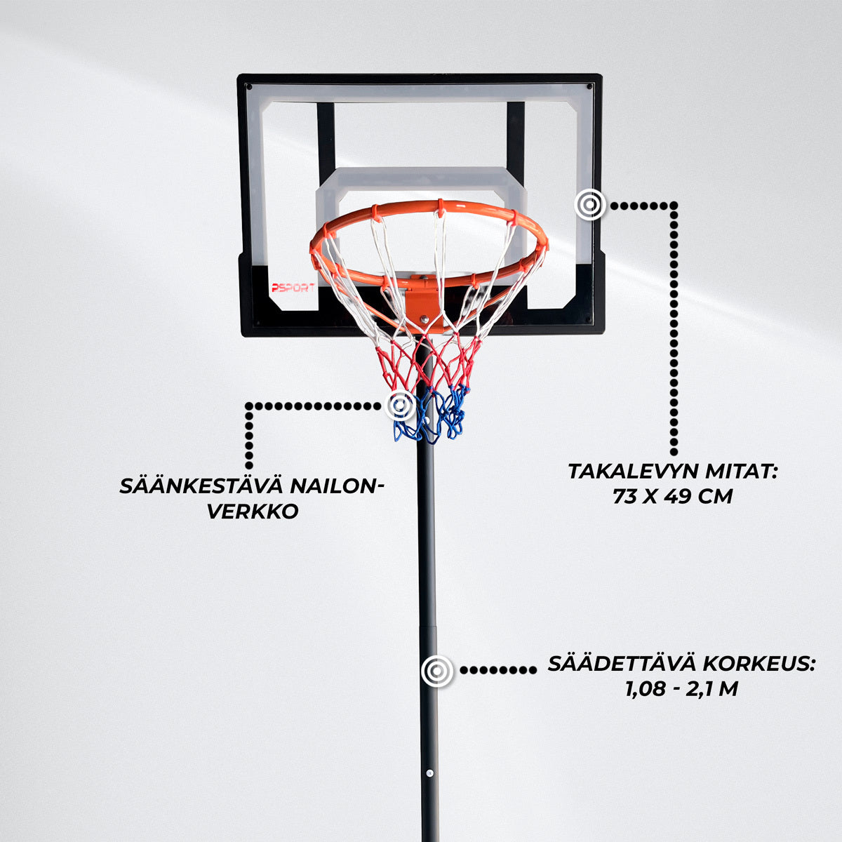 
              ProSport Koripalloteline Lapset 1.1-2.1m