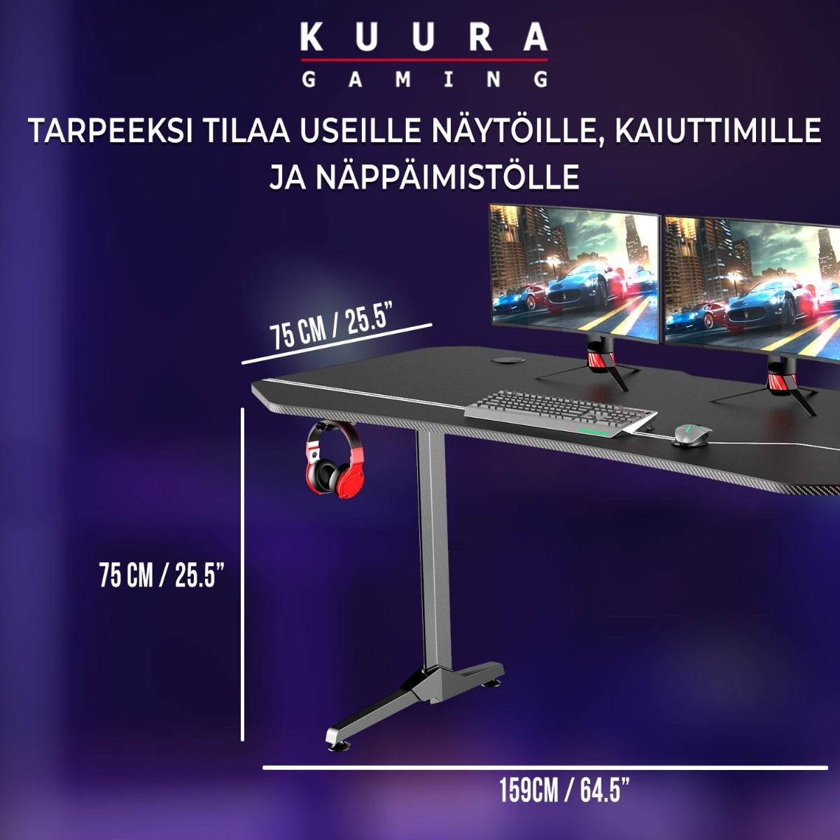 
              Kuura Gaming pelipöytä RGB