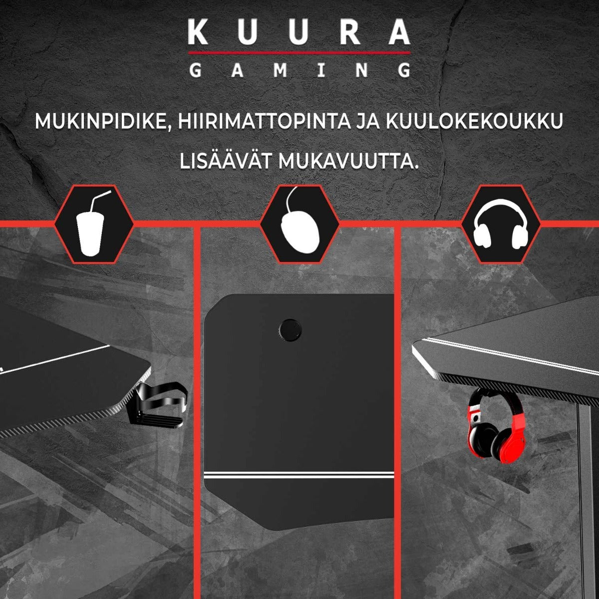 
              Kuura Gaming pelipöytä RGB