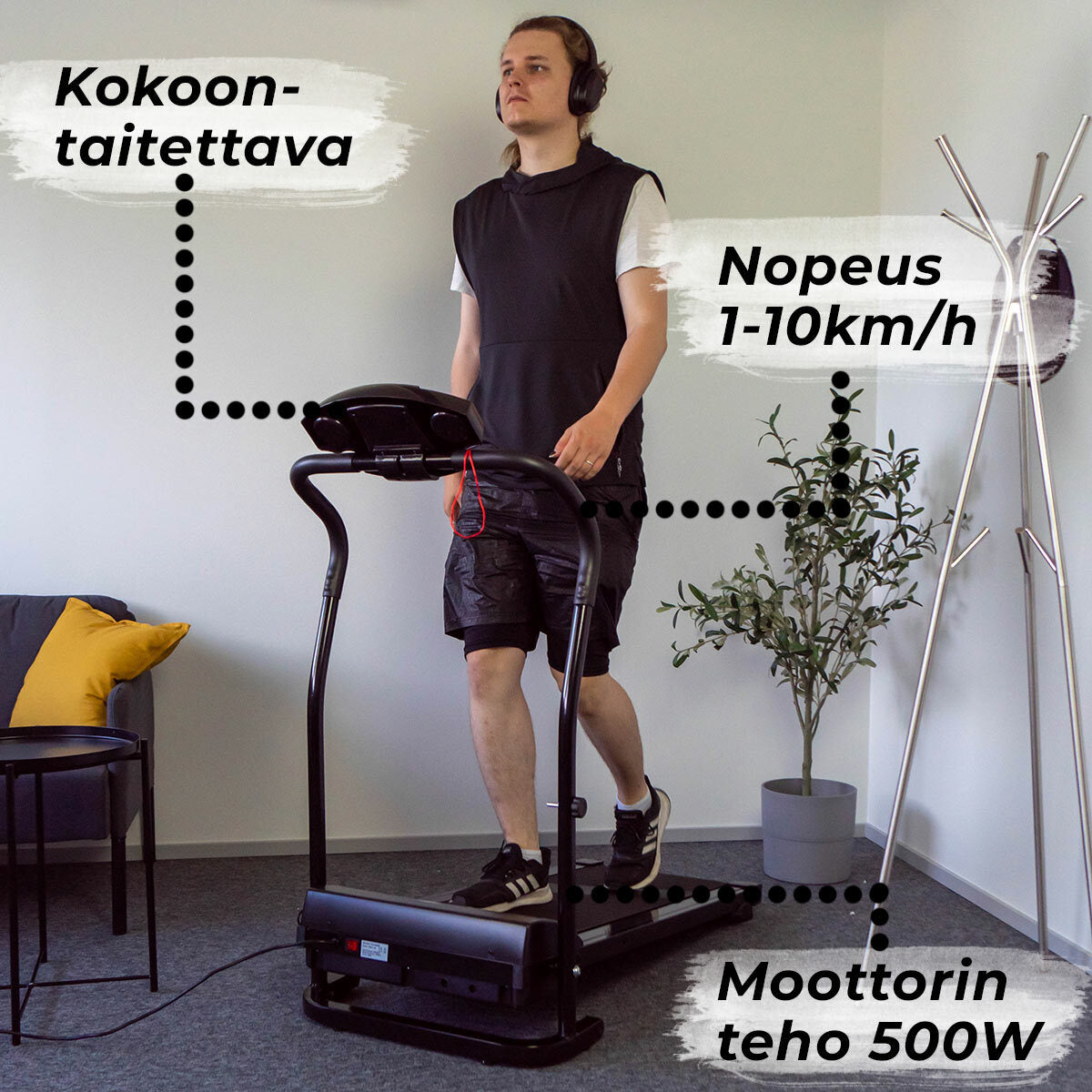 
              React juoksumatto moottorilla, Musta