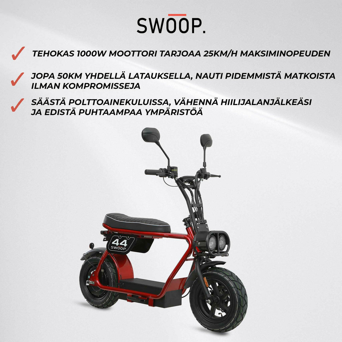 
              Swoop Sähkömopo 1000W Punainen