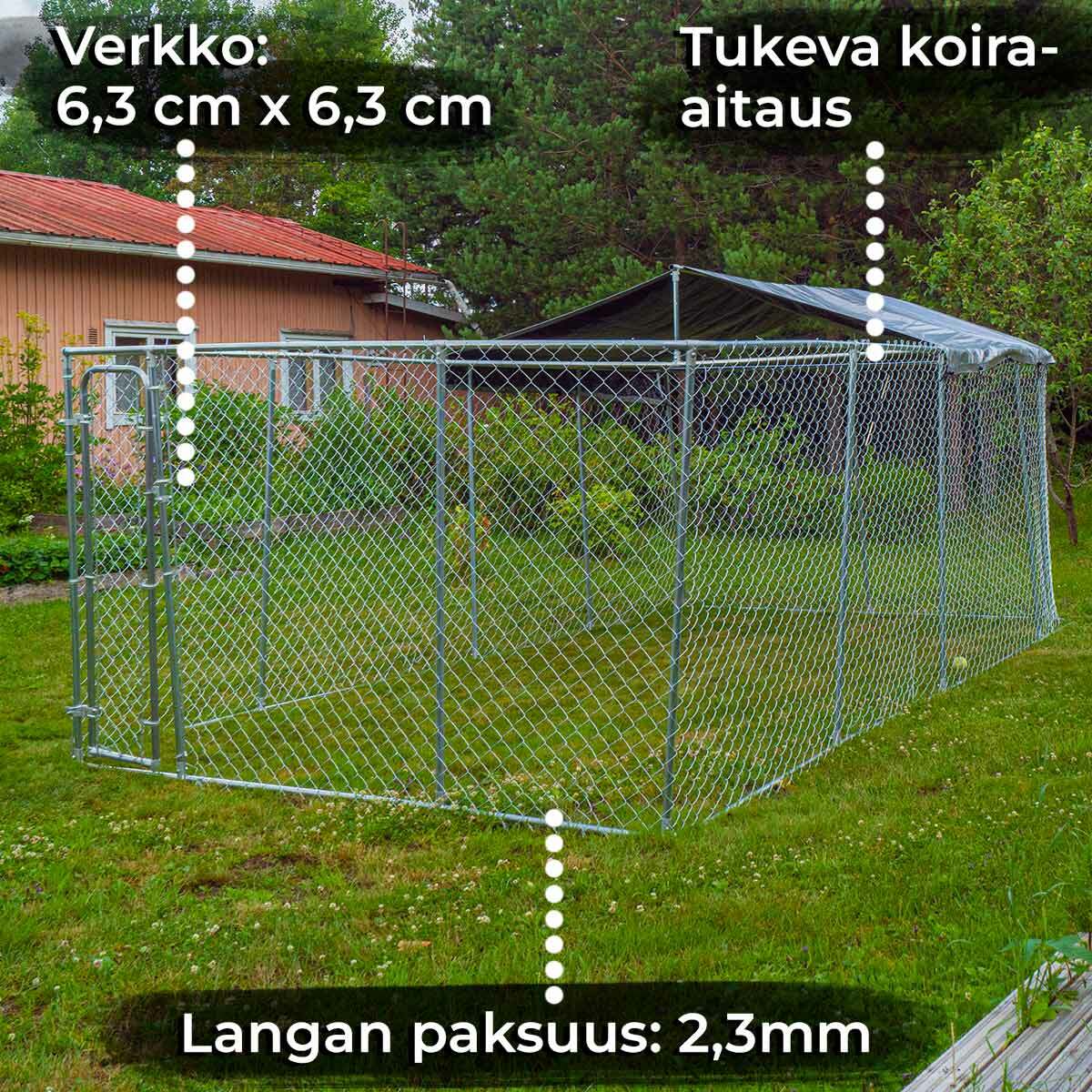 
              Trekker koira-aitaus katoksella, 6 x 3m