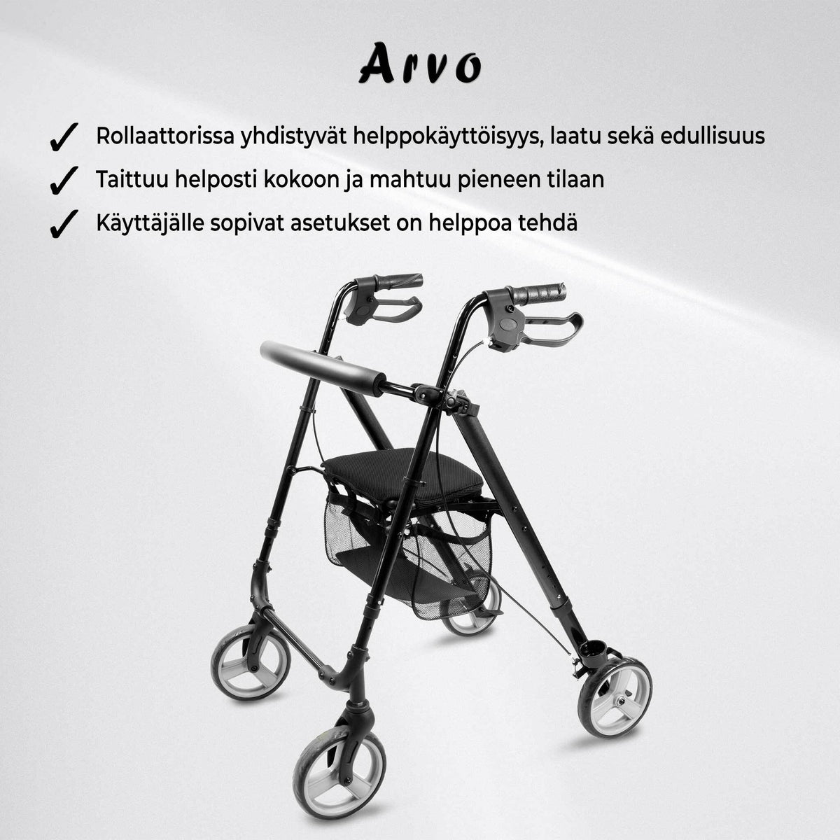 
              Arvo Rollaattori Kevyt, musta