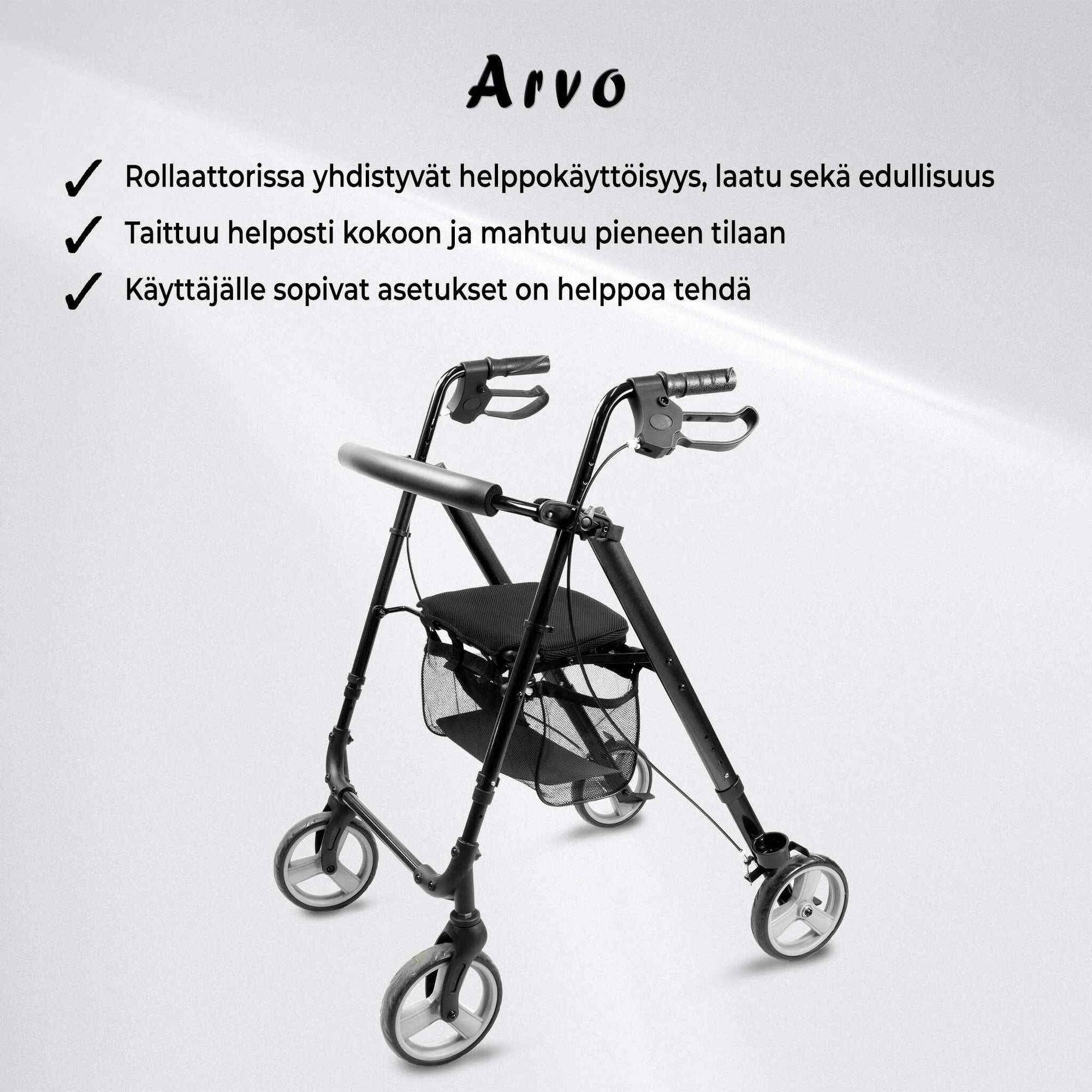 Arvo Rollaattori Kevyt, musta