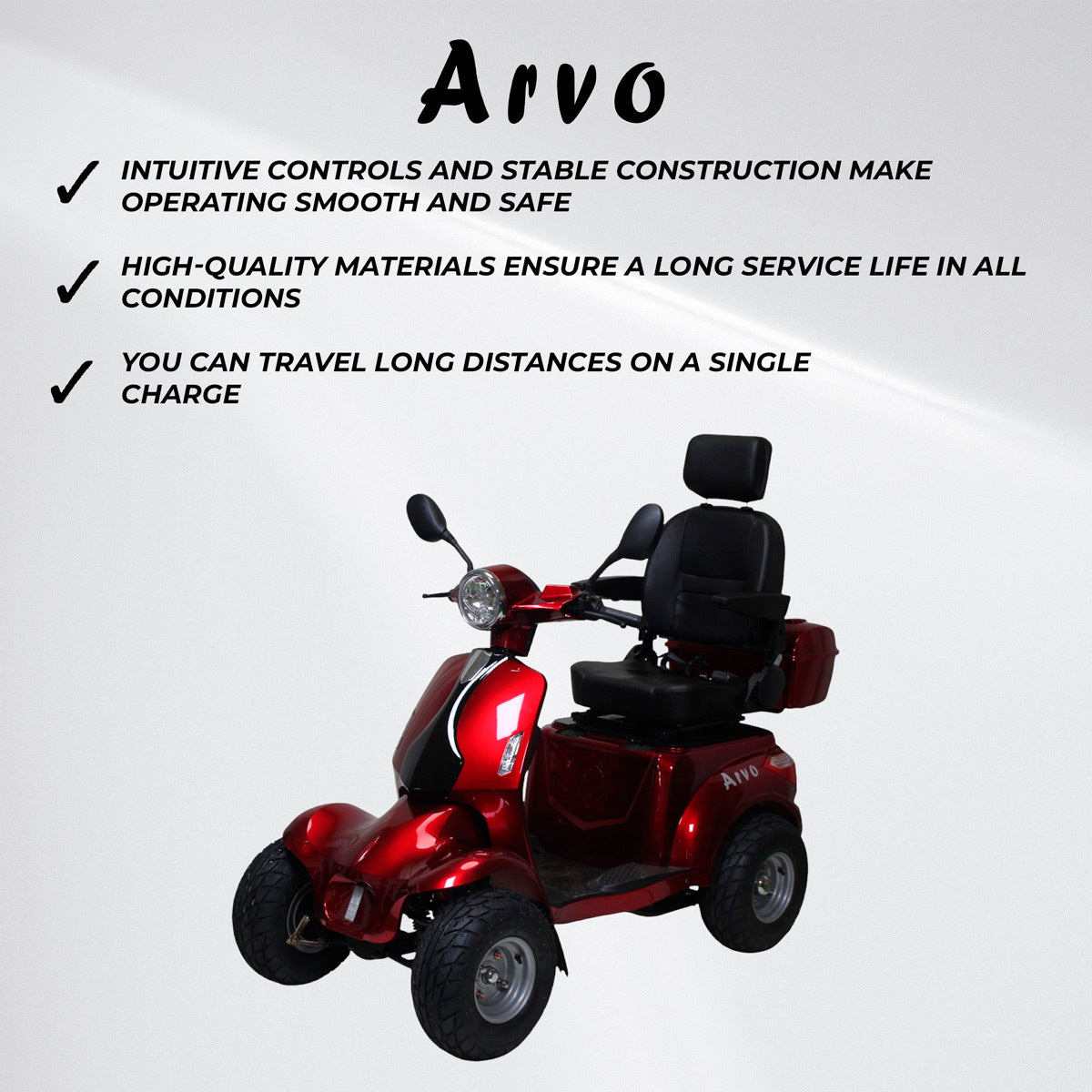 
              Arvo Mobilitetsscooter P900 Rød