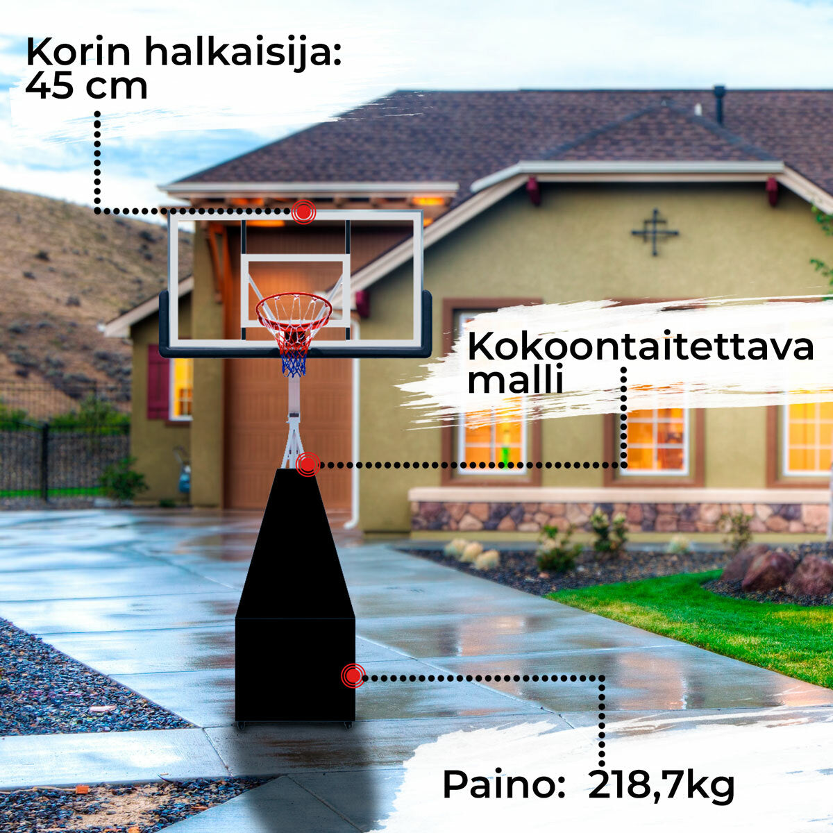 Prosport Koripalloteline taittuva Pro 1,2 - 3,05m