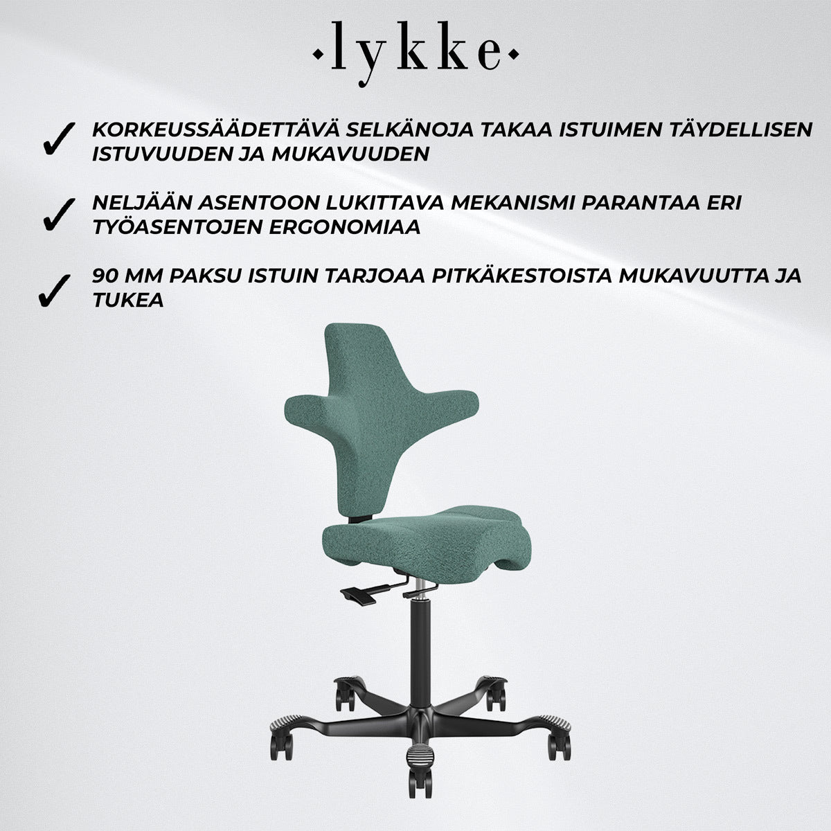 
              Lykke Ergonominen Työtuoli Comfort, Vihreä