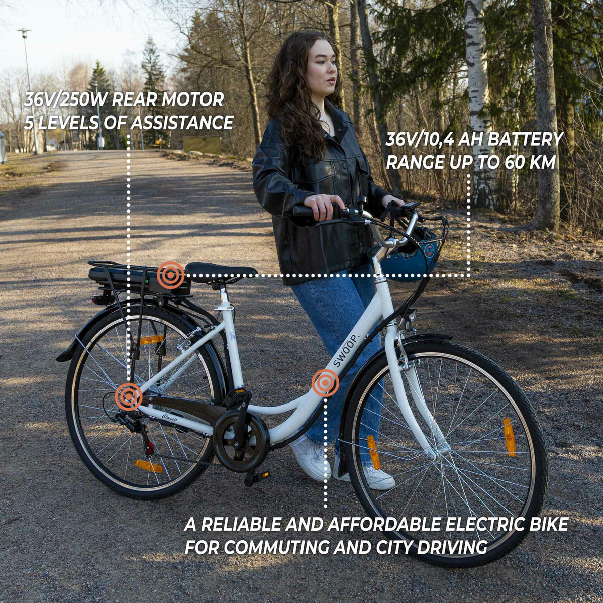 
              Swoop E-Bike Classic, Damen 28&quot; Weiß