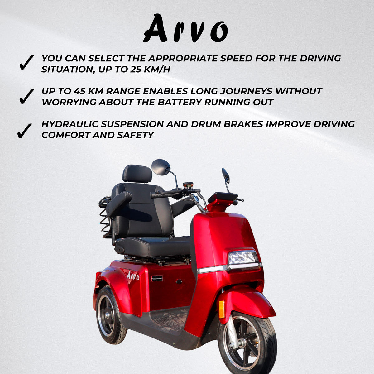 Arvo Mobilitetsscooter P700 Rød