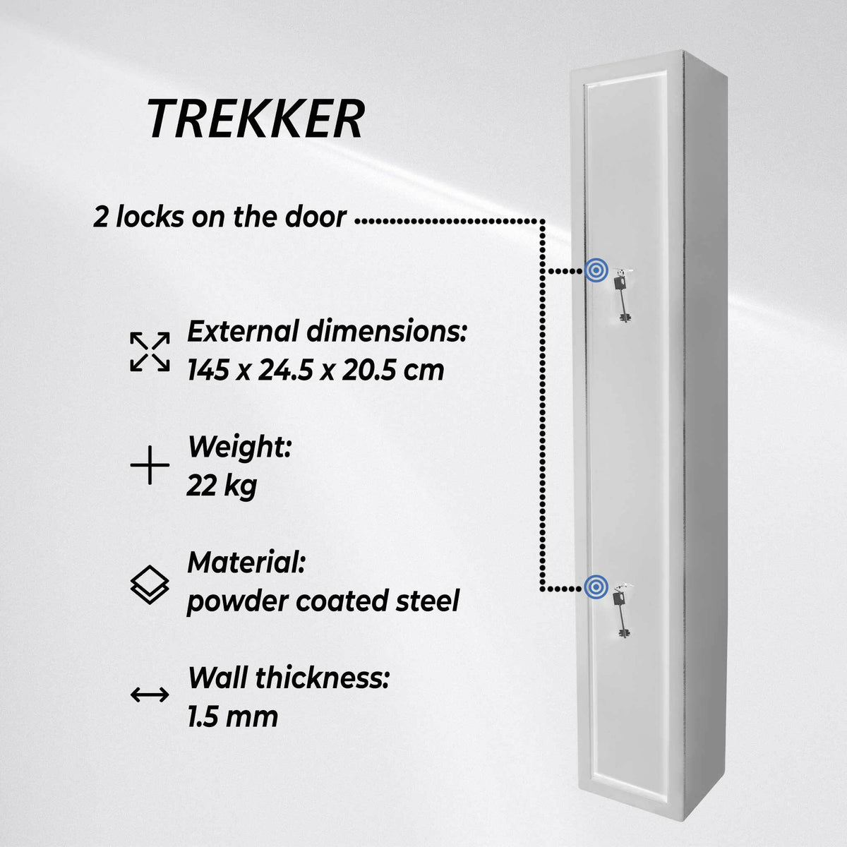 
              Trekker Armoire à fusils pour 3 armes AS300, blanc