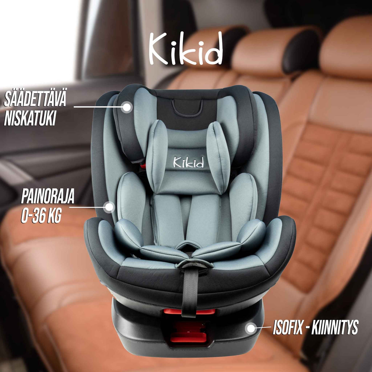 
              Kikid Turvaistuin &amp; Turvakaukalo, ISOFIX, 0-36 kg