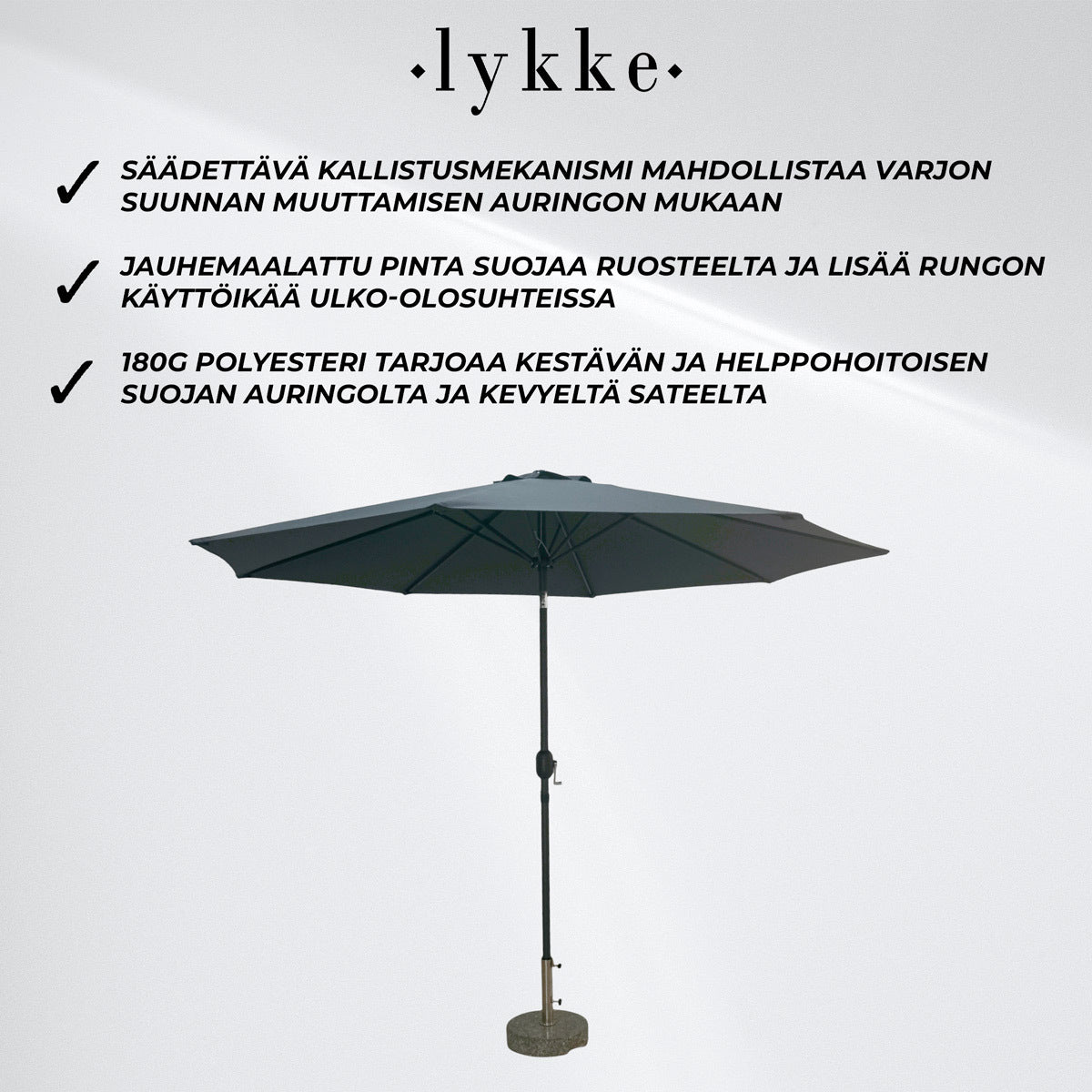 Lykke Aurinkovarjo Saga, tummanharmaa