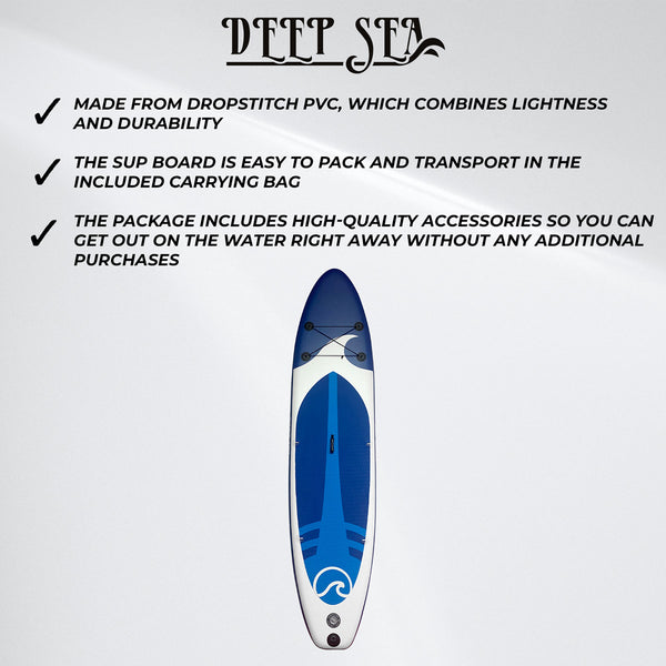 Deep Sea SUP Board Set XXL 330cm, Blue-White - 259,00 EUR - Nordic