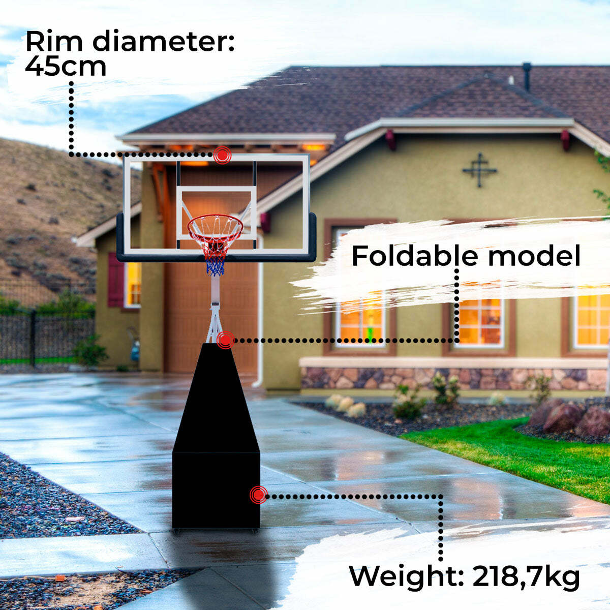 
              Prosport Canestro basket pieghevole Pro 1,2 - 3,05 m