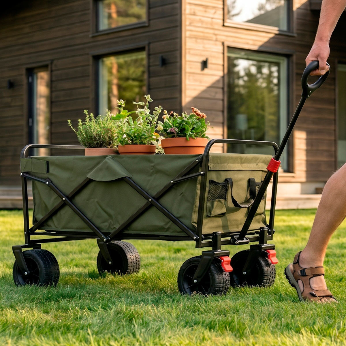 
              Fornorth Garden Wagon 115x61x105cm 100kg, olive