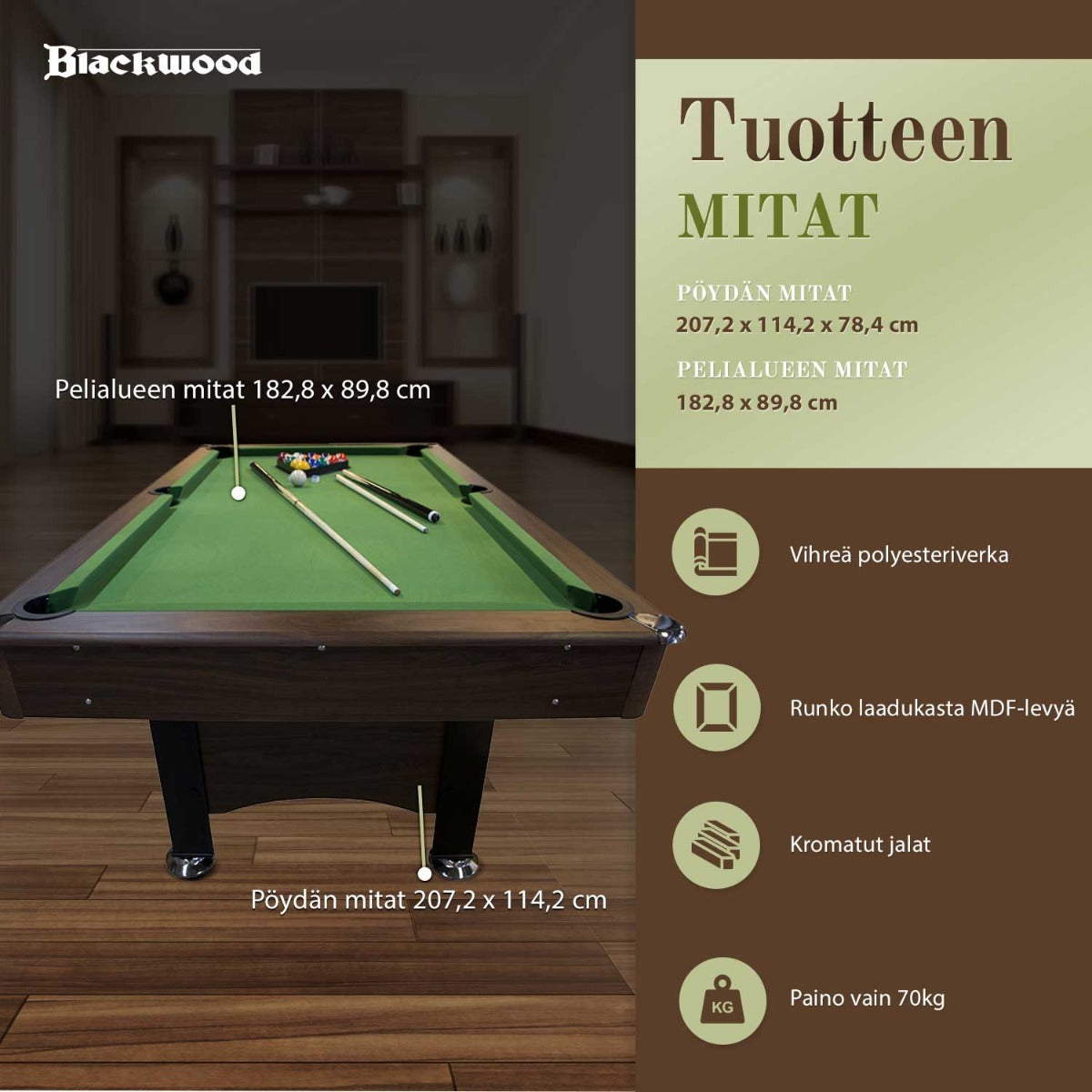 
              Biljardipöytä Blackwood Basic 6&#39;