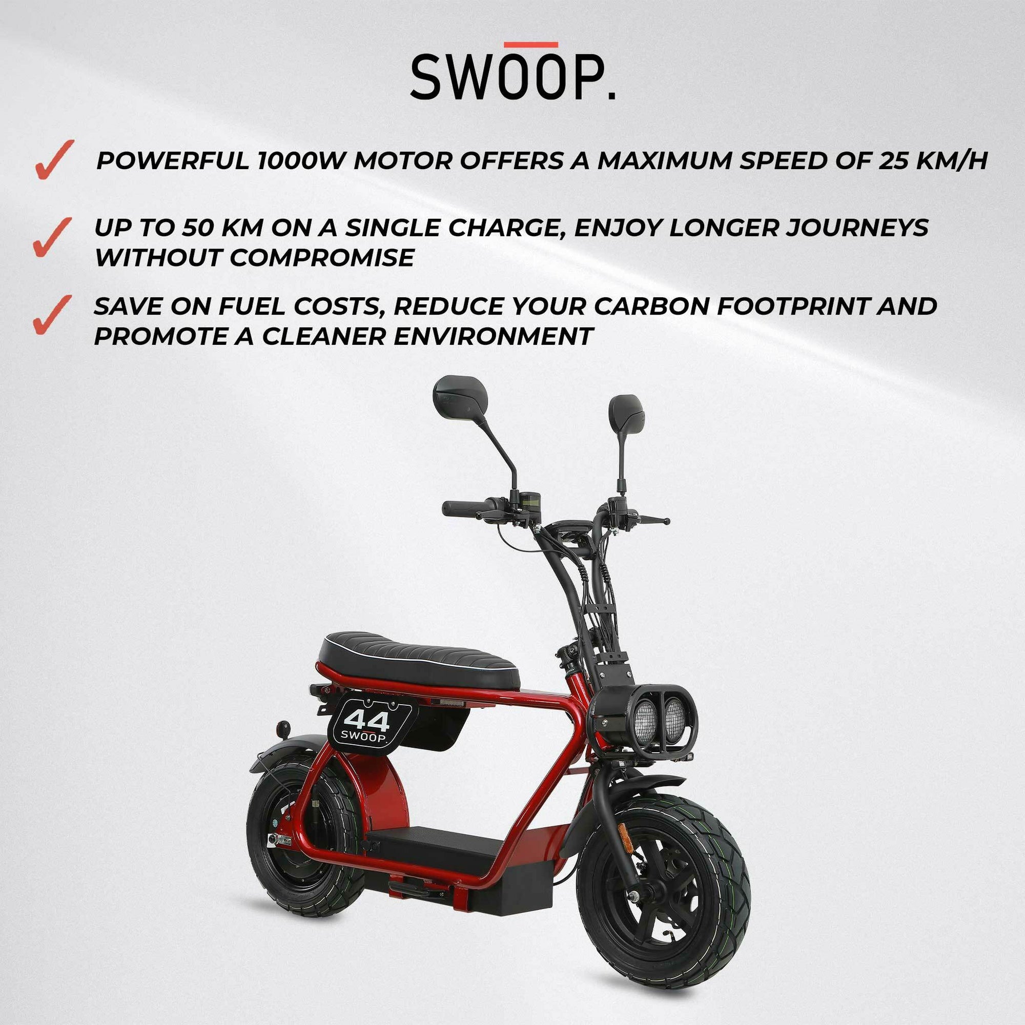 Swoop Elektrische brommer 1000W Rood