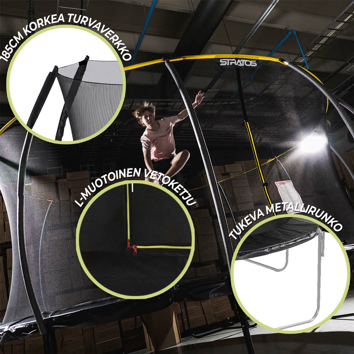 
              Stratos trampoliini 3,66m turvaverkolla