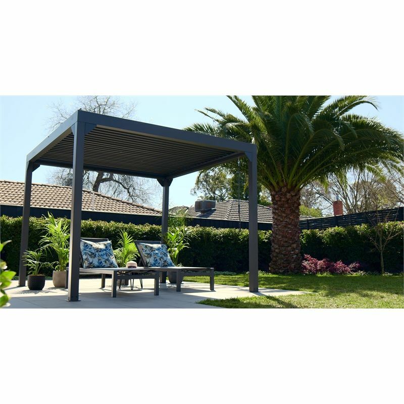 
              Metalcraft Pergola med gittertag, 3x3m, håndbetjent, antracit