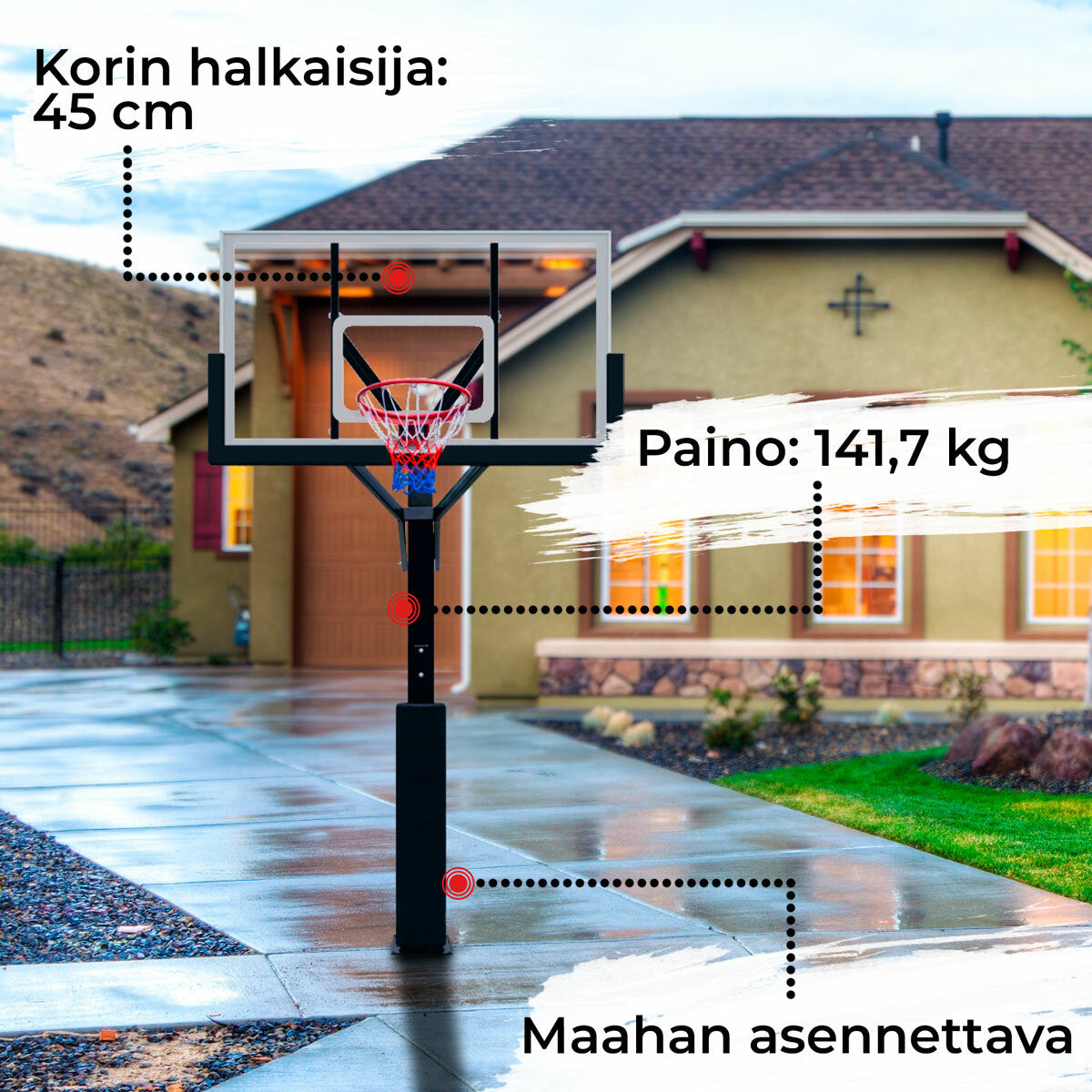 
              Prosport Koripalloteline in-ground Pro 2,3 - 3,05m