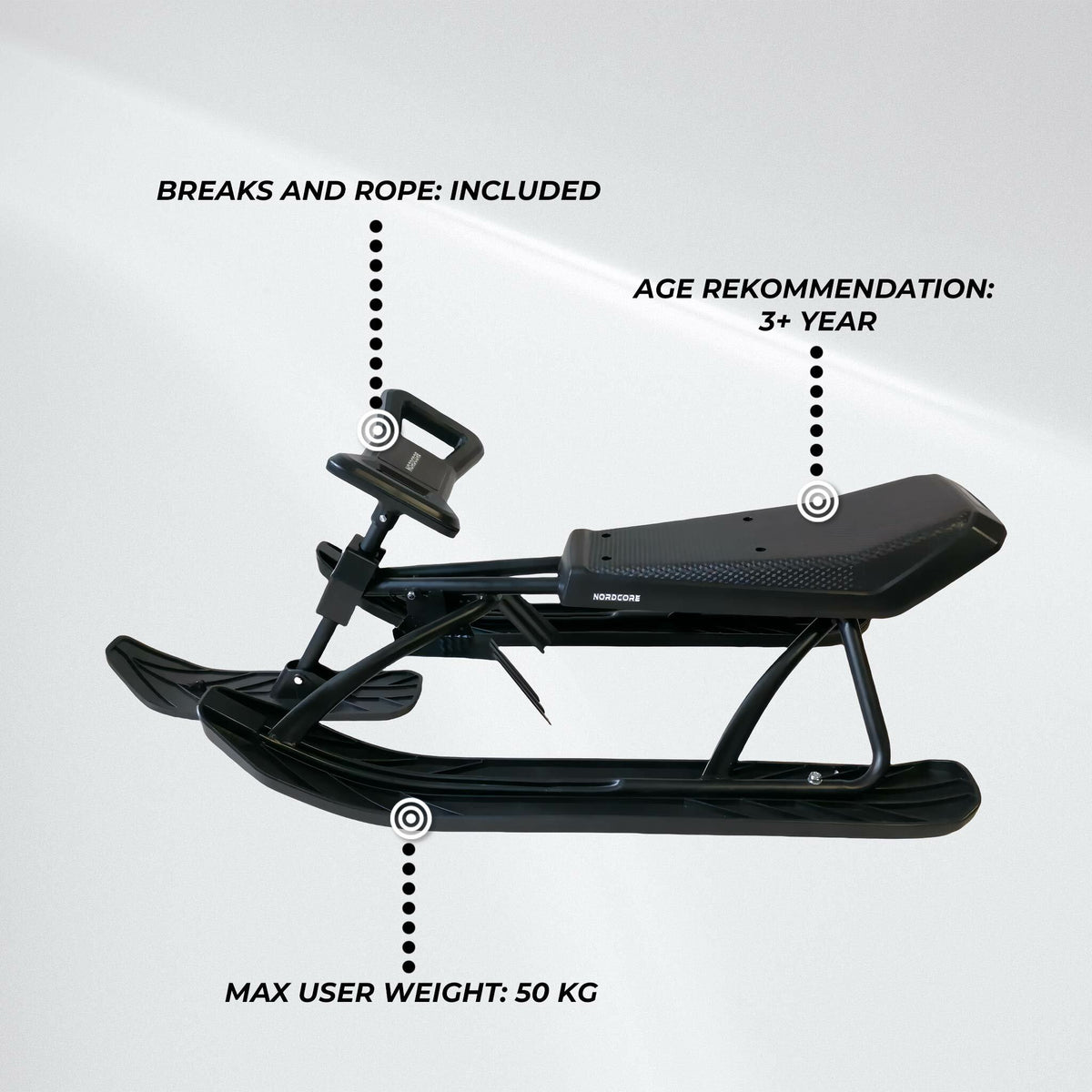 
              Nordcore Slitta con Volante Nero