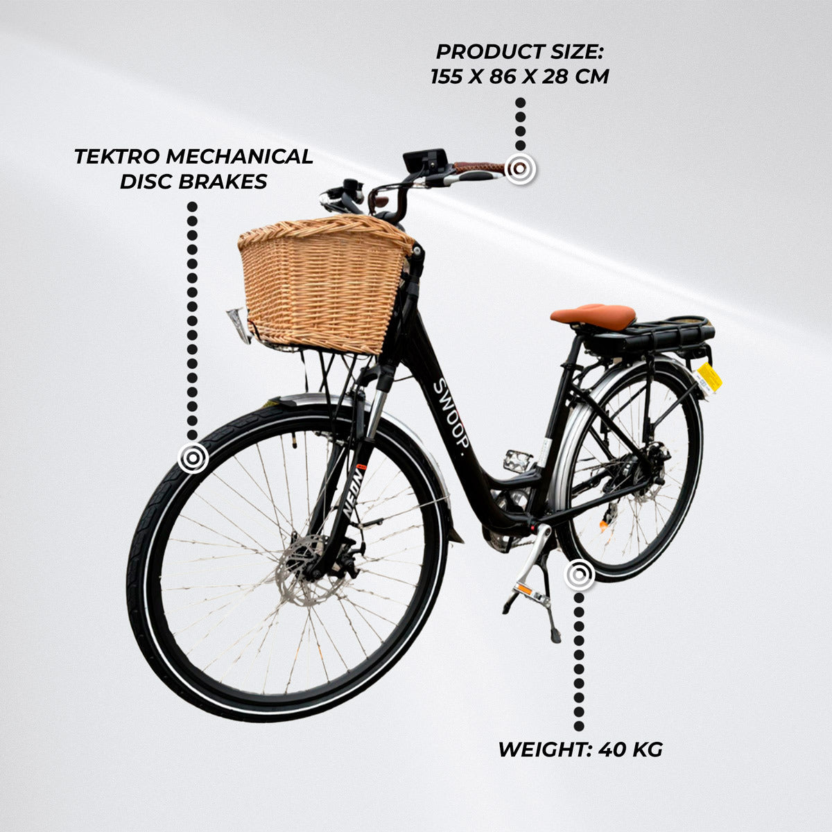 
              Swoop Vélo Électrique de Ville pour Femmes, 28&quot;, Noir