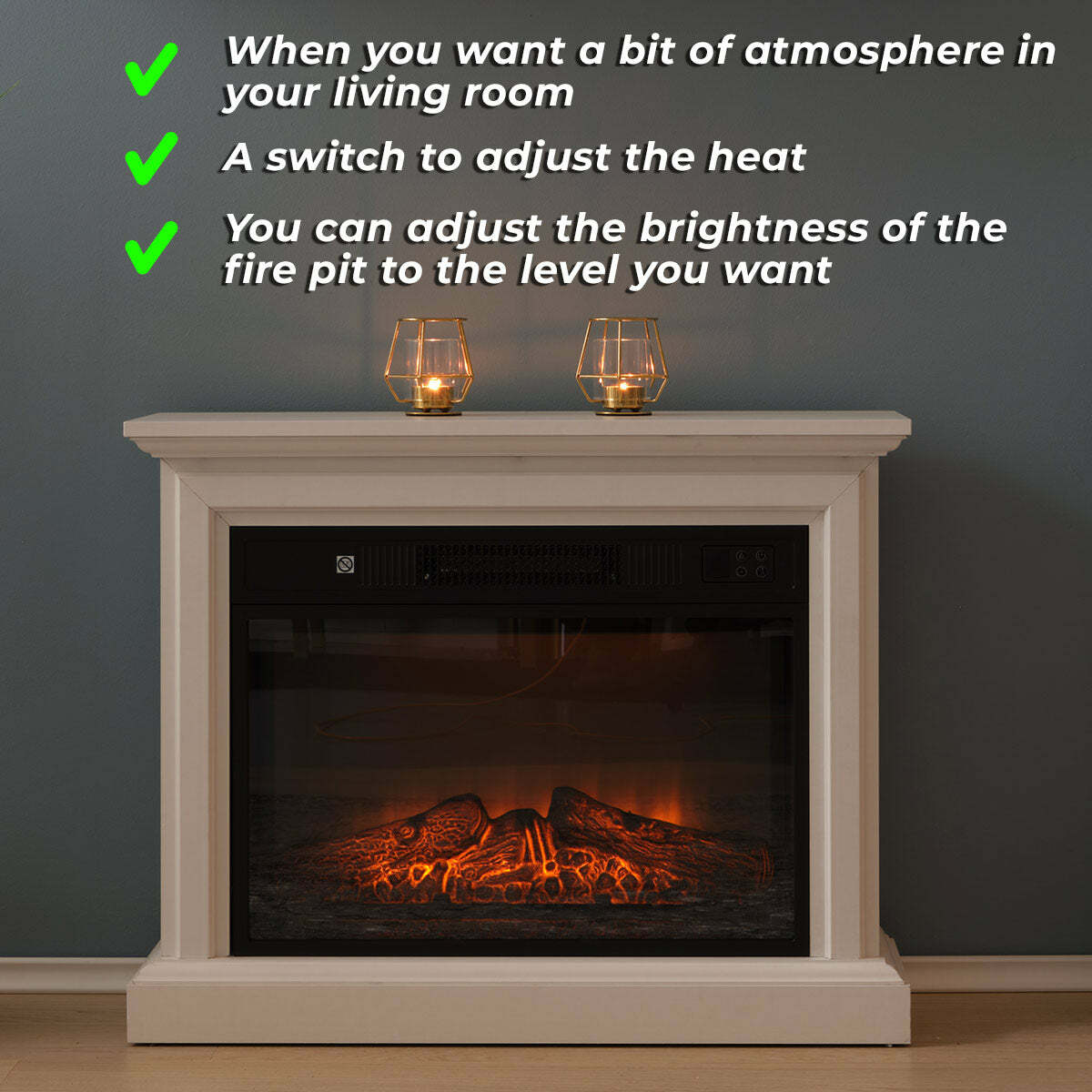 
              Lykke Elektrokamin M, 2000W, Weiß