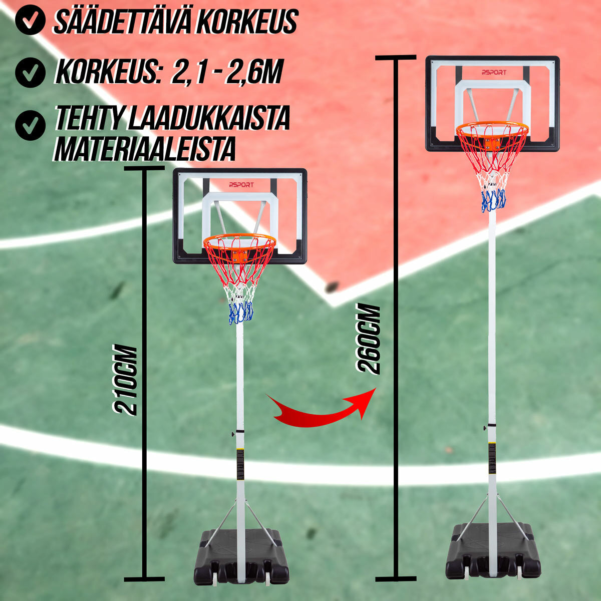 
              Nuorten koripalloteline 2,1-2,6m - ProSport