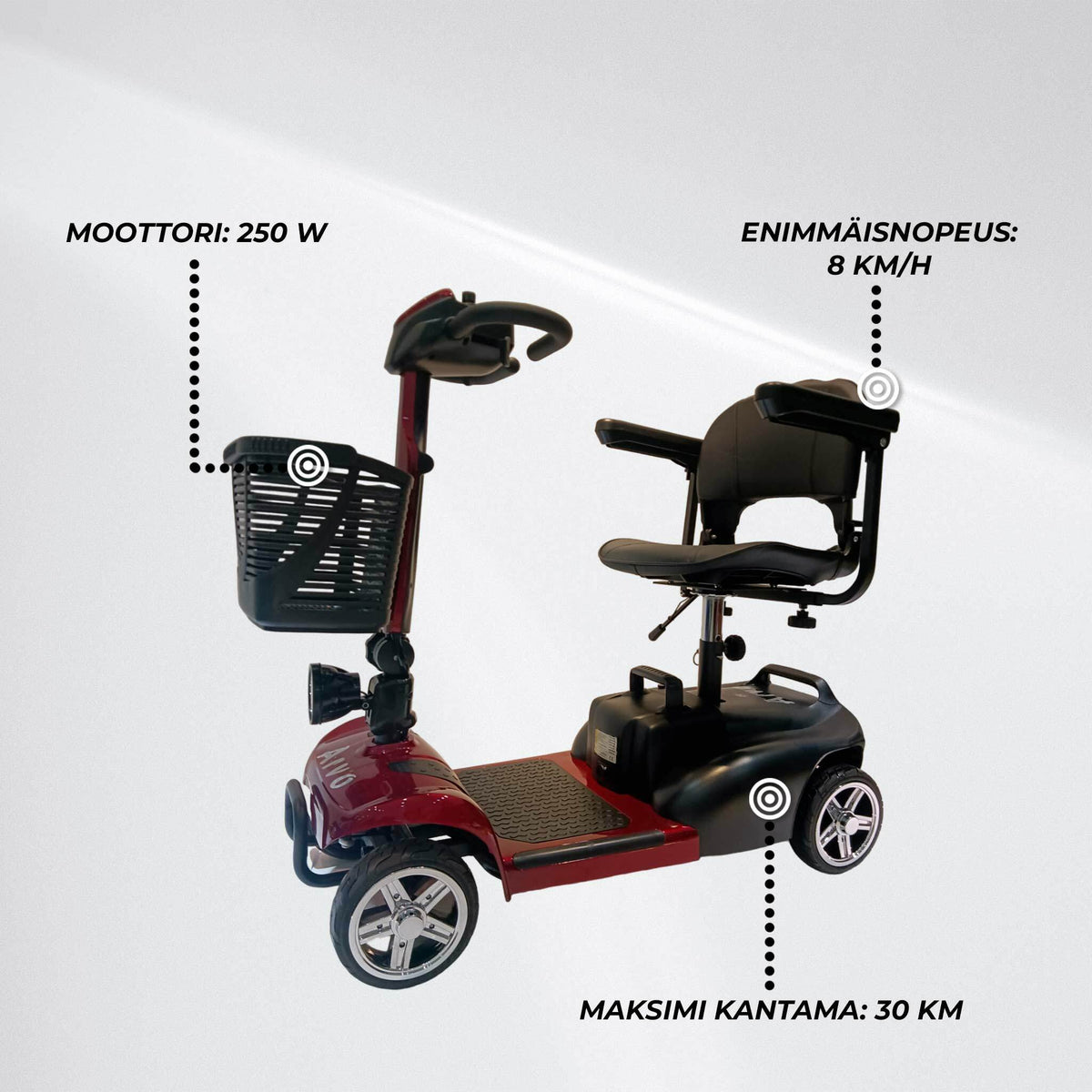 
              Arvo Senioriskootteri P100 Punainen