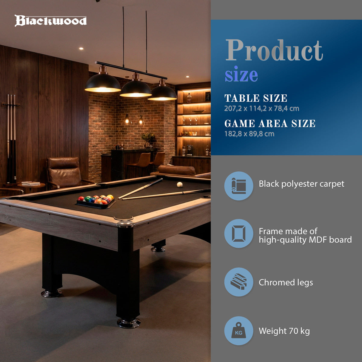 
              Blackwood Table de Billard, Basic 6' Black