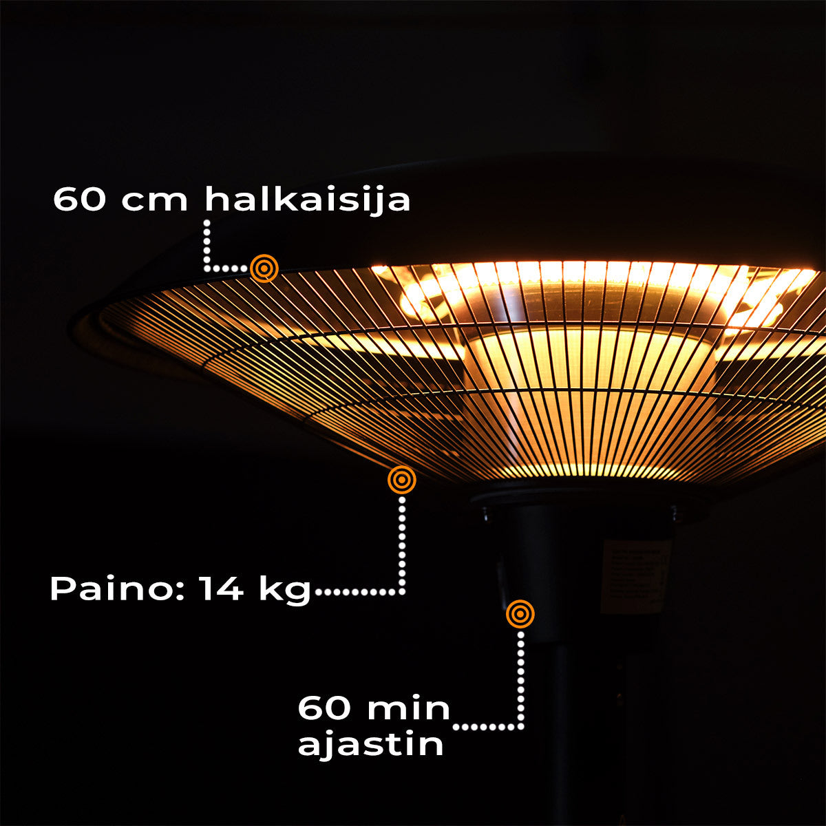 
              Fornorth Terassilämmitin lattiamalli Premium 2000W, musta