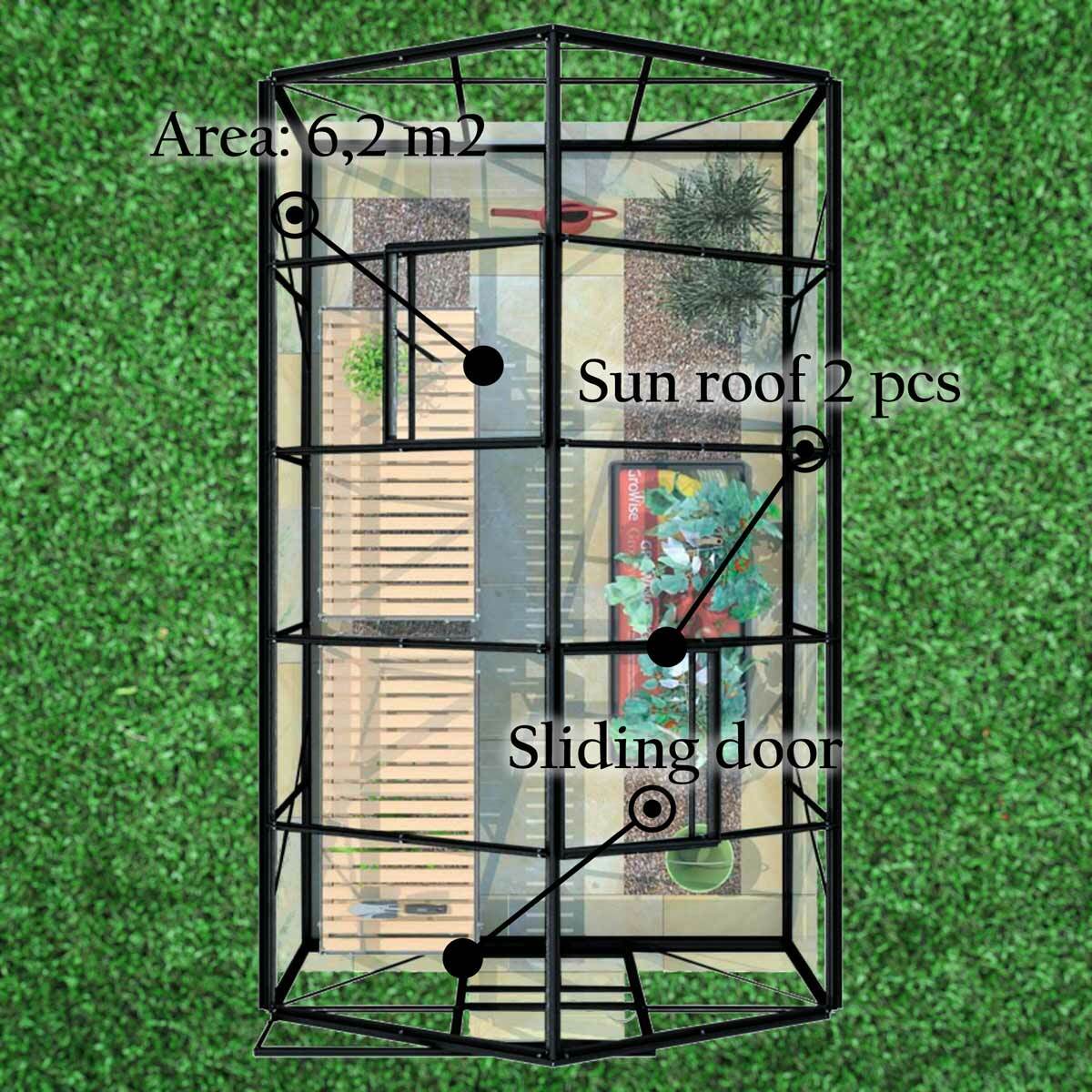 
              Lykke Tuinkas Glas 6,2m2, zwart