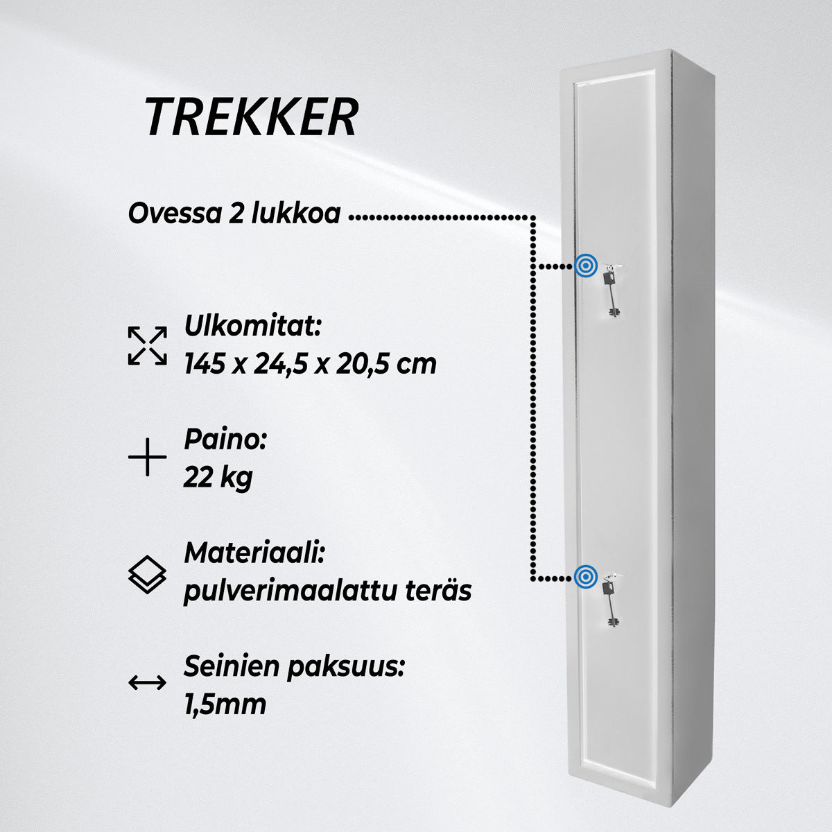 
              Trekker Asekaappi 3 aseelle AS300, valkoinen