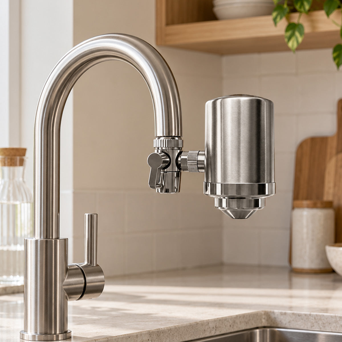 
              Lykke Faucet Water Filter, Silver