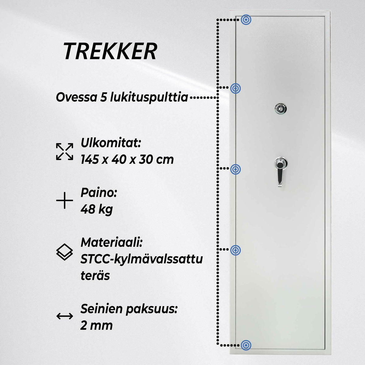 
              Trekker Asekaappi 6 aseelle AS600, valkoinen