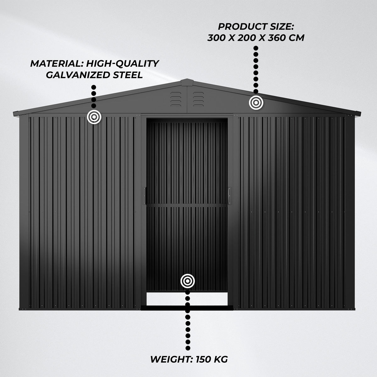 
              Fornorth Caseta de Jardín 11m2, negro