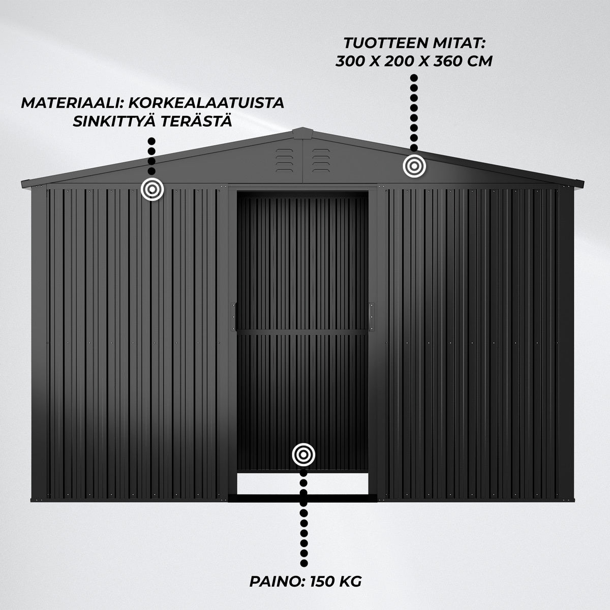 
              Fornorth Pihavarasto 11m2, musta