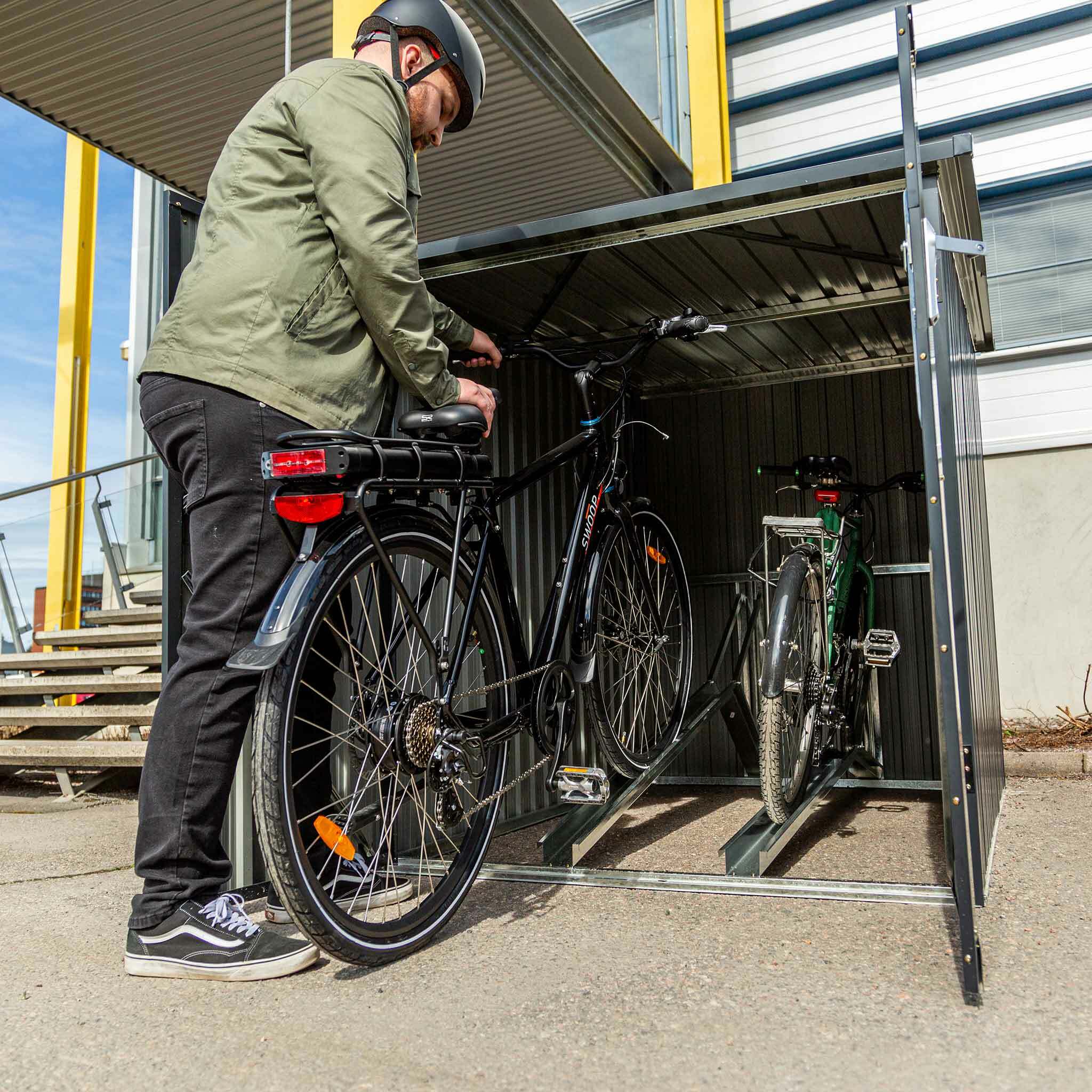 aufbewahrung fahrrad garage Fornorth Fahrradgarage für zwei Fahrräder 142x198x157cm, Dunkelgrau - 449,00 EUR