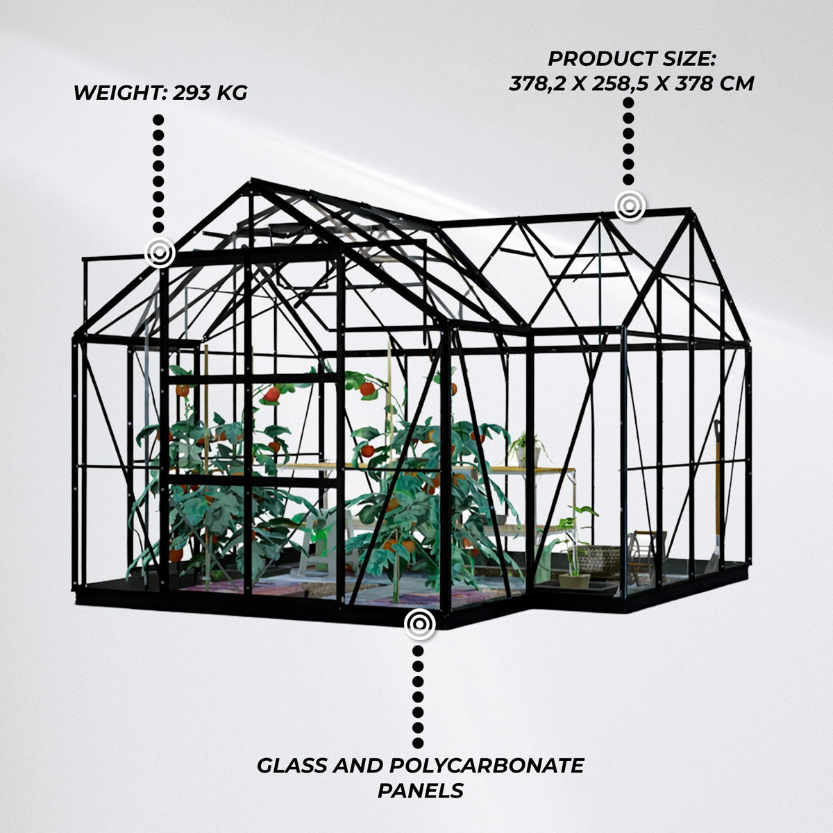 
              Lykke Tuinkas T-vormig Zwart 12.8 m2