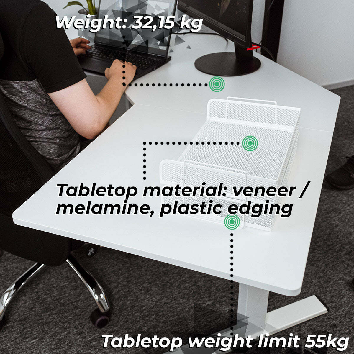 
              Lykke Corner Electric Standing Desk M100 White