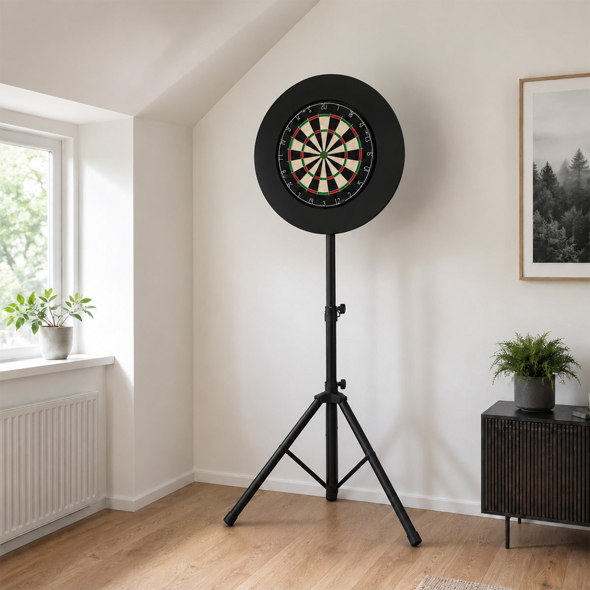 
              React Dartskive + Beskyttelsesring + Stativ