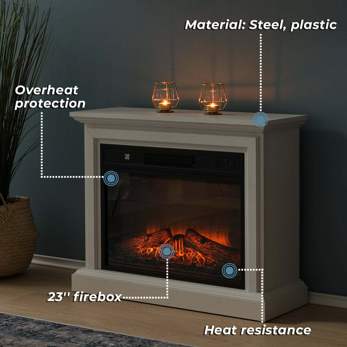 
              Lykke Elektrokamin M, 2000W, Weiß