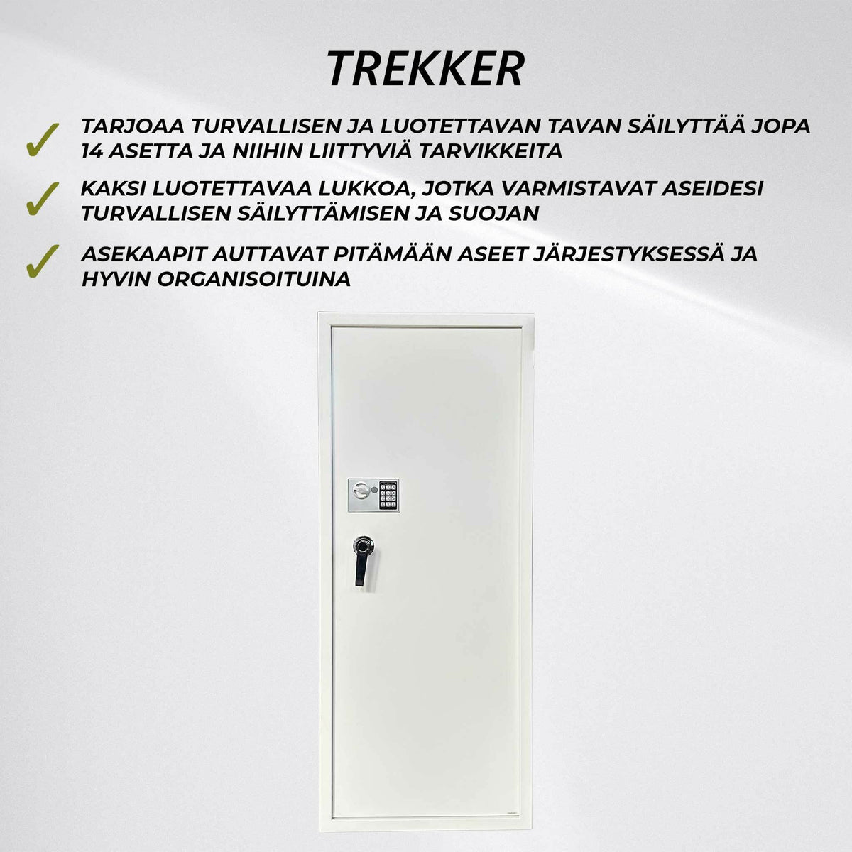 
              Trekker Asekaappi 14-Asetta AS1400, Valkoinen, Digitaalilukolla
