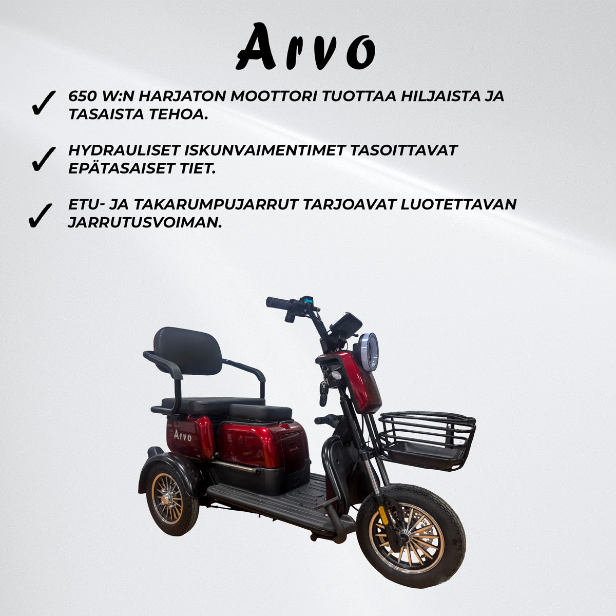 
              Arvo Senioriskootteri P250 Punainen