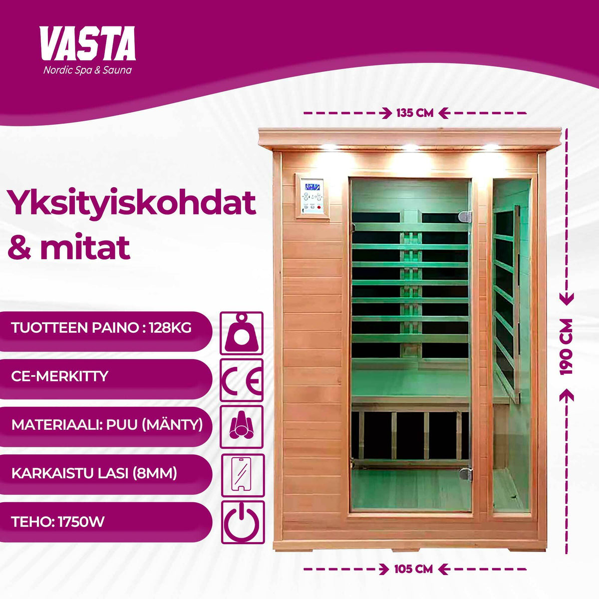 
              Vasta Infrapunasauna 2hlö