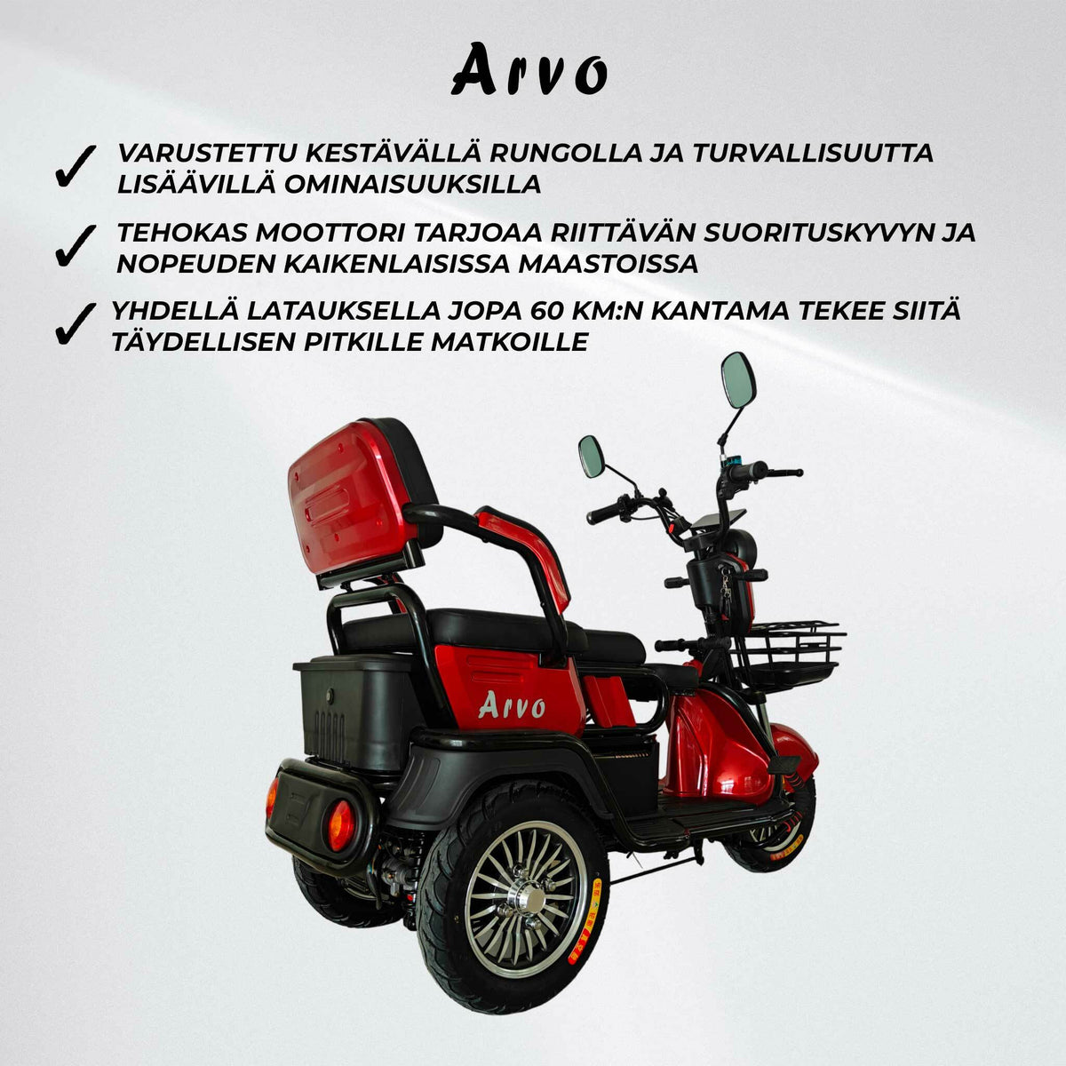 
              Arvo Senioriskootteri P200 Punainen