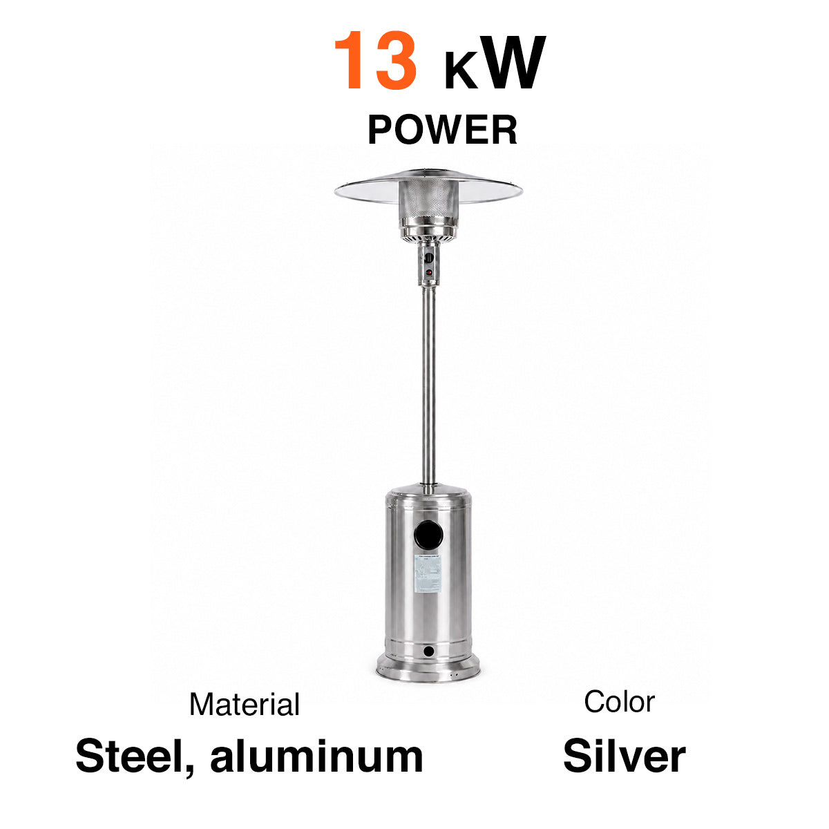 
              Fornorth Fungo Riscaldante Stand Patio 13kW alimentato a gas, acciaio inox