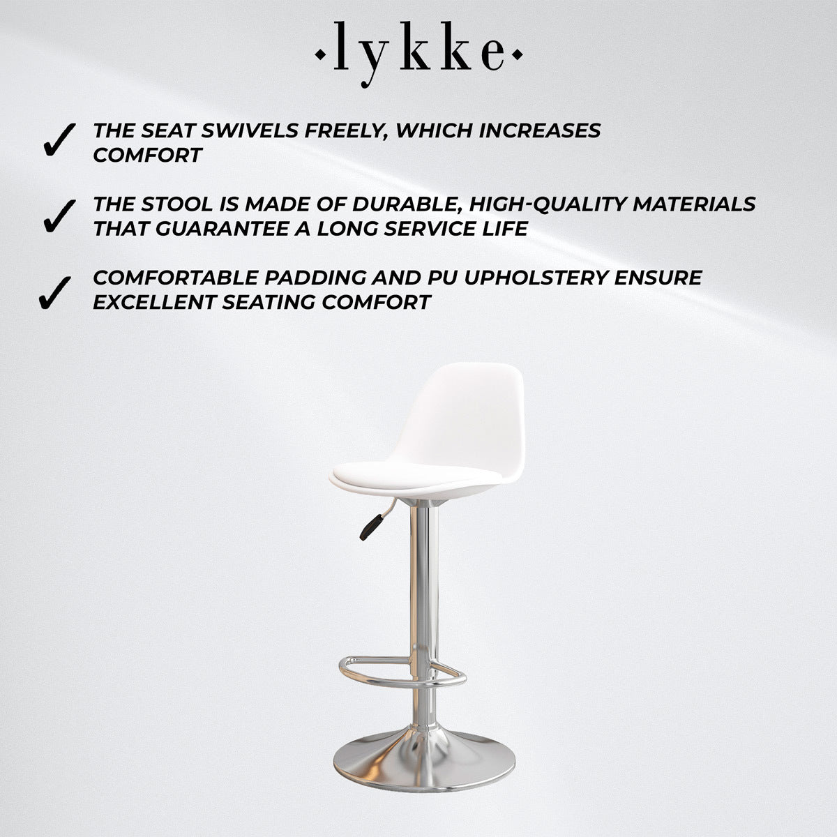 
              Lykke Bar Stool Comfort White