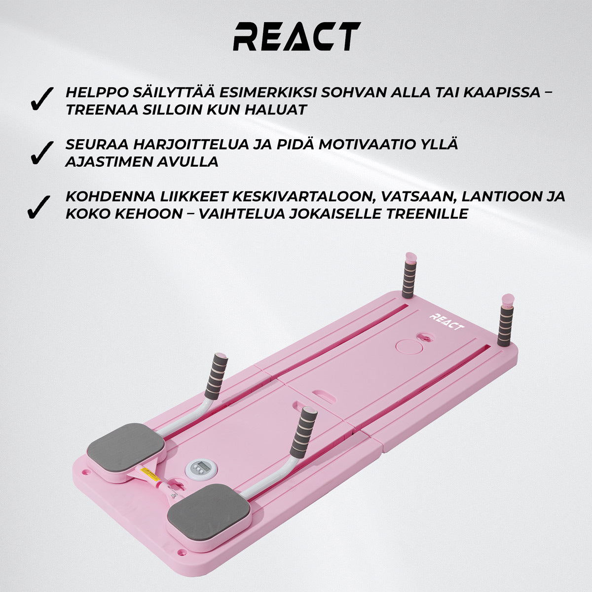 
              React Pilates Reformer lauta, pinkki